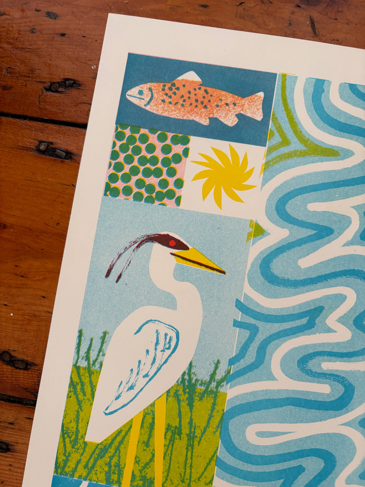 'Rivers' Colourful Nature Risograph Print