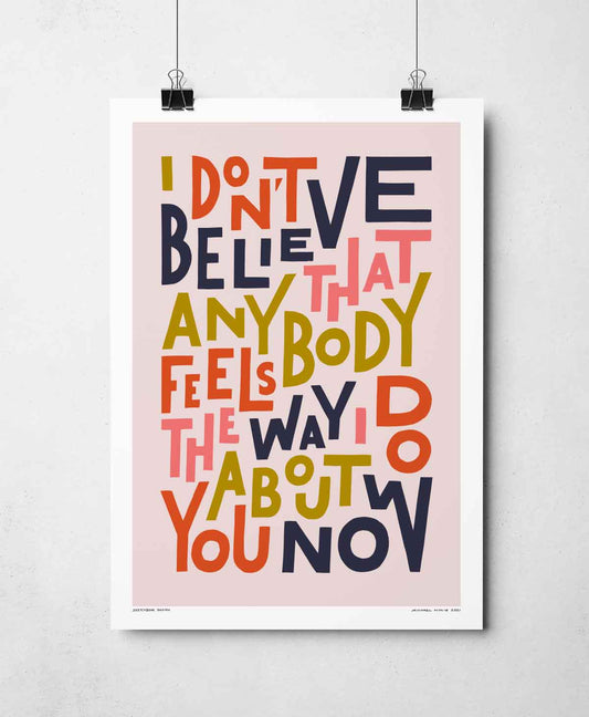 Wonderwall Indie Music Bold Typography Song Lyric Print