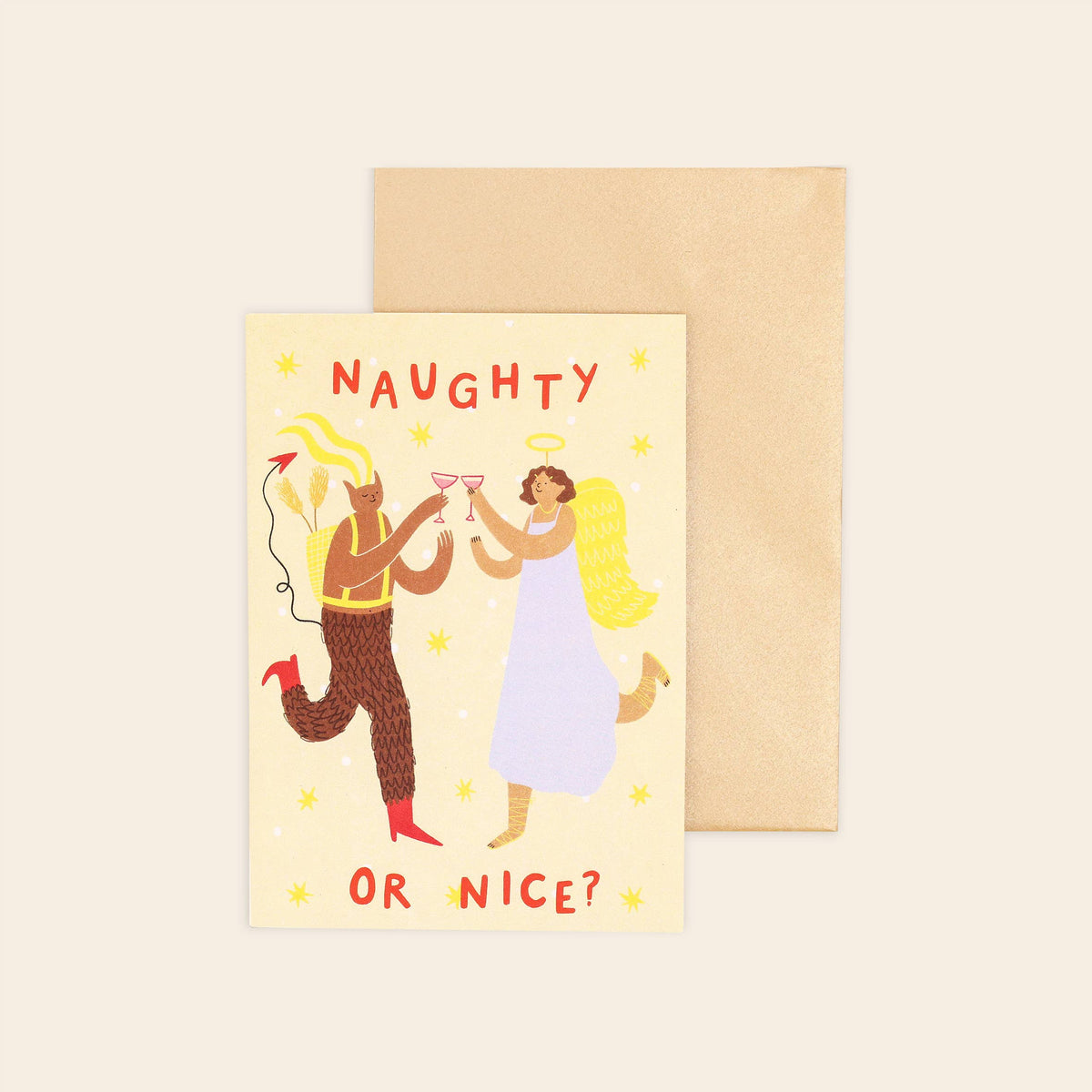 Naughty or Nice Christmas Card | Krampus Card | Folky Card