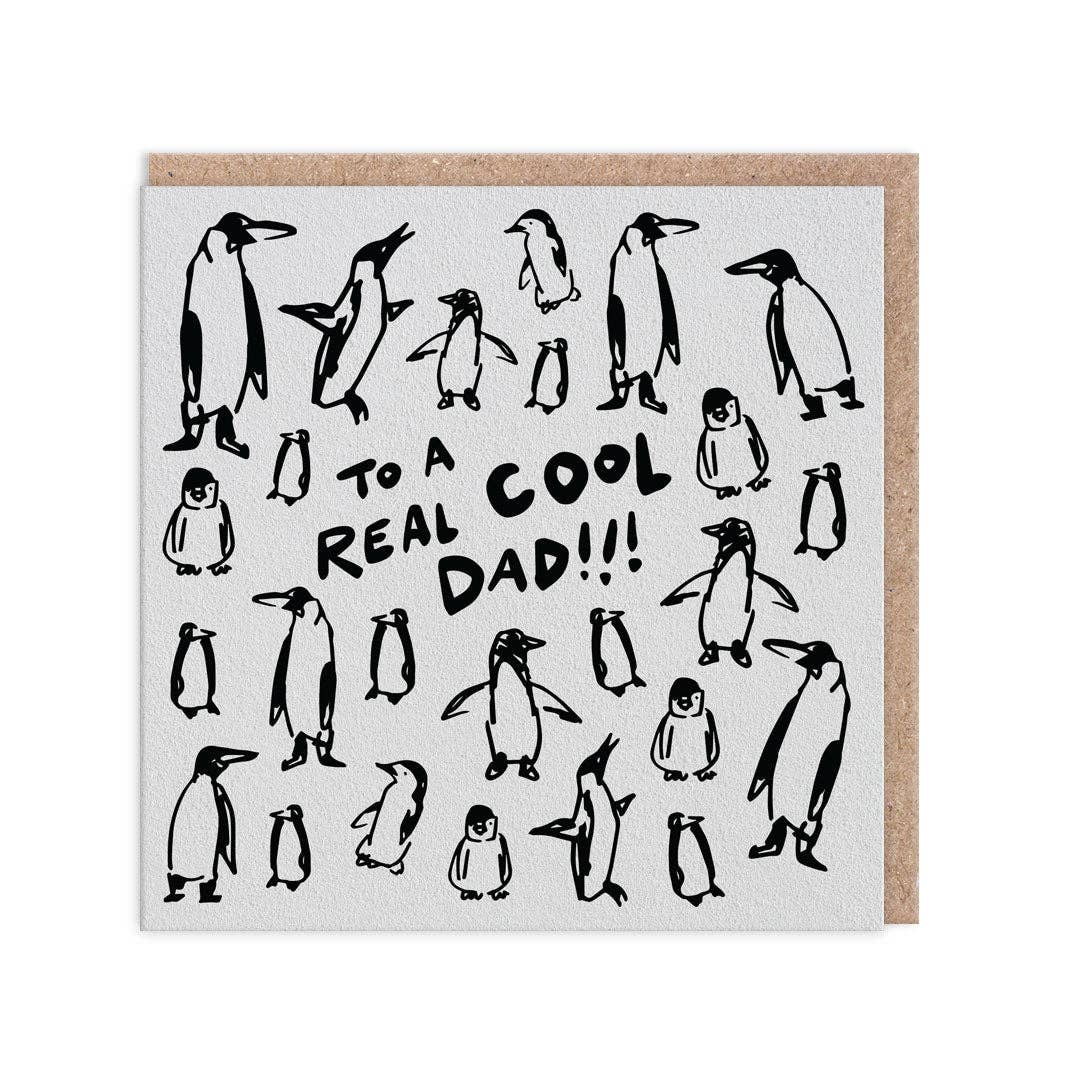 Real Cool Dad Penguin Square Greeting Card (6784)