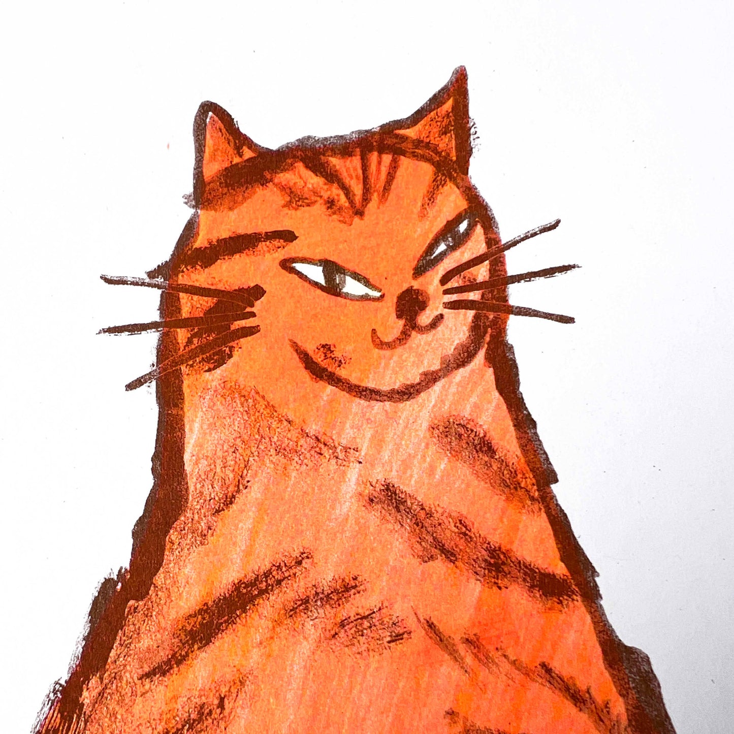 Orange Cat A3 Risograph Art Print