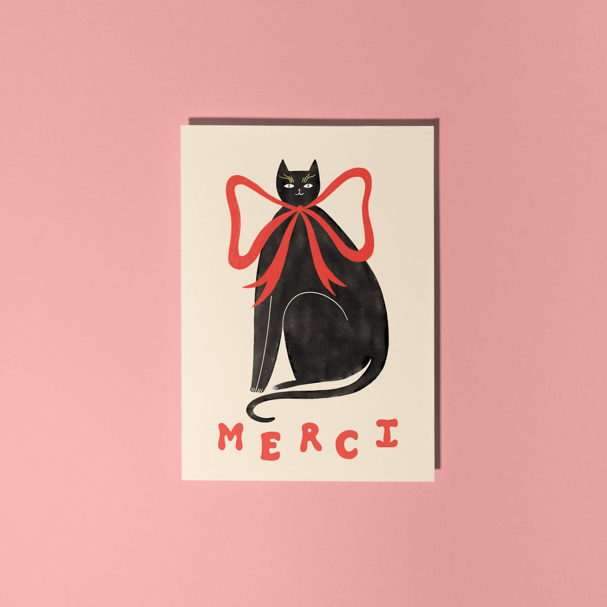 Merci Black Cat Greeting Card