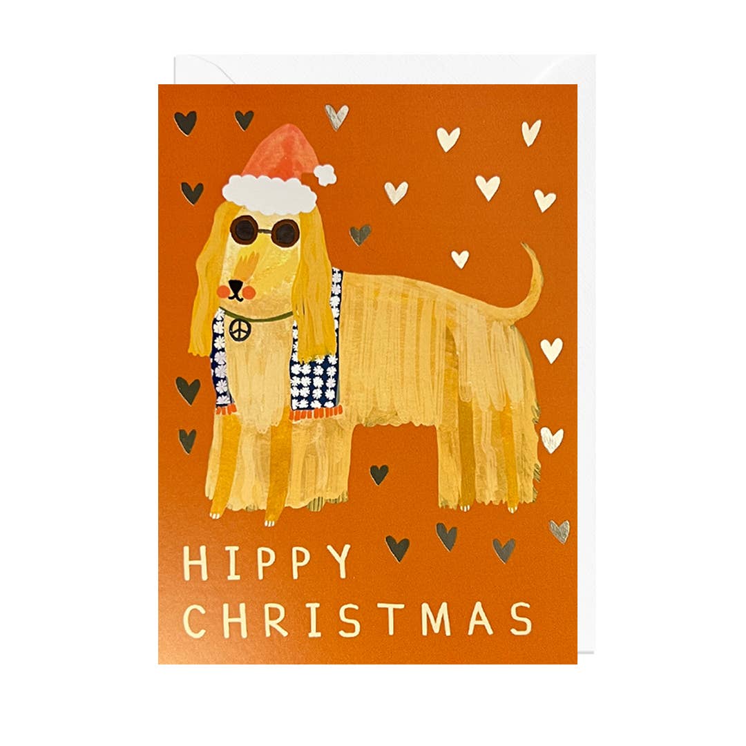 Hippy Christmas Dog Card