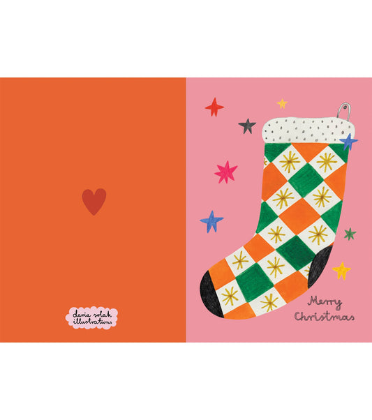 CHRISTMAS vintage stocking card