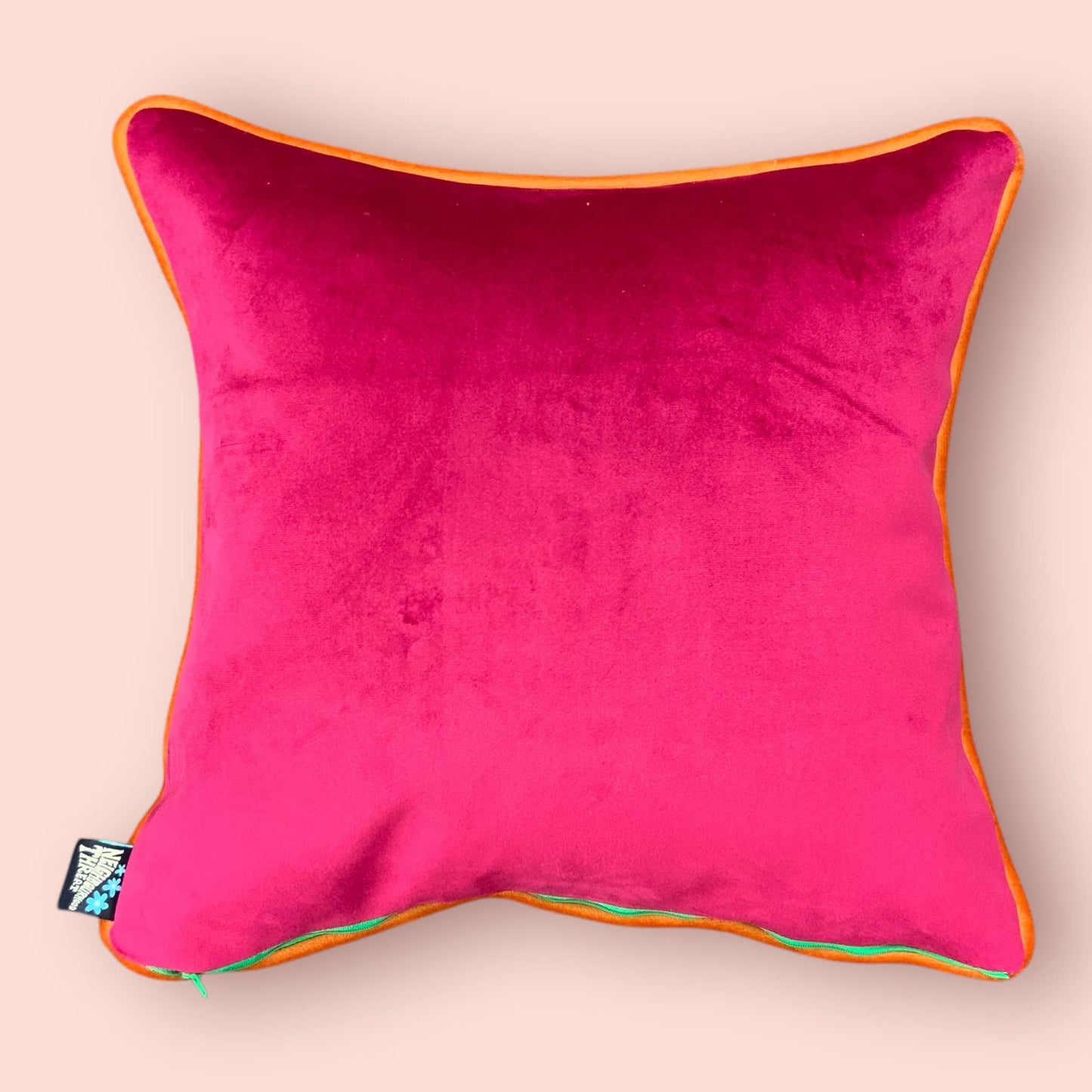Seahorse Cushion Cover - Orange/Teal