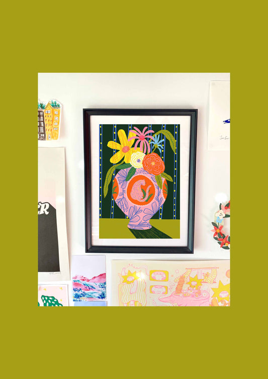 Leopard Vase Art Print | Houseplant Botanical Wall Decor