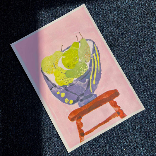 Pears in Bowl A3 Risograph Print