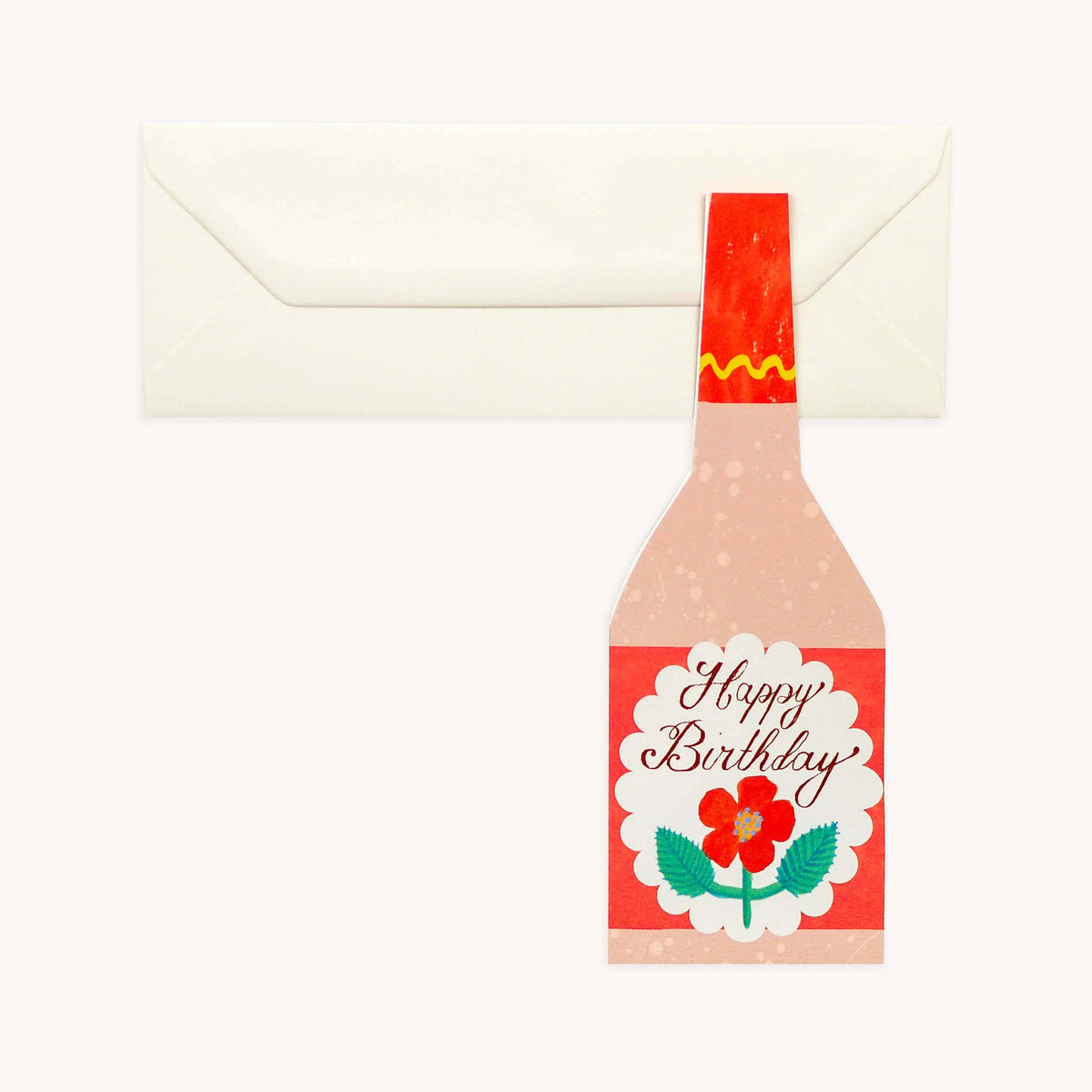 Birthday Rose Wine Bottle Greeting Card