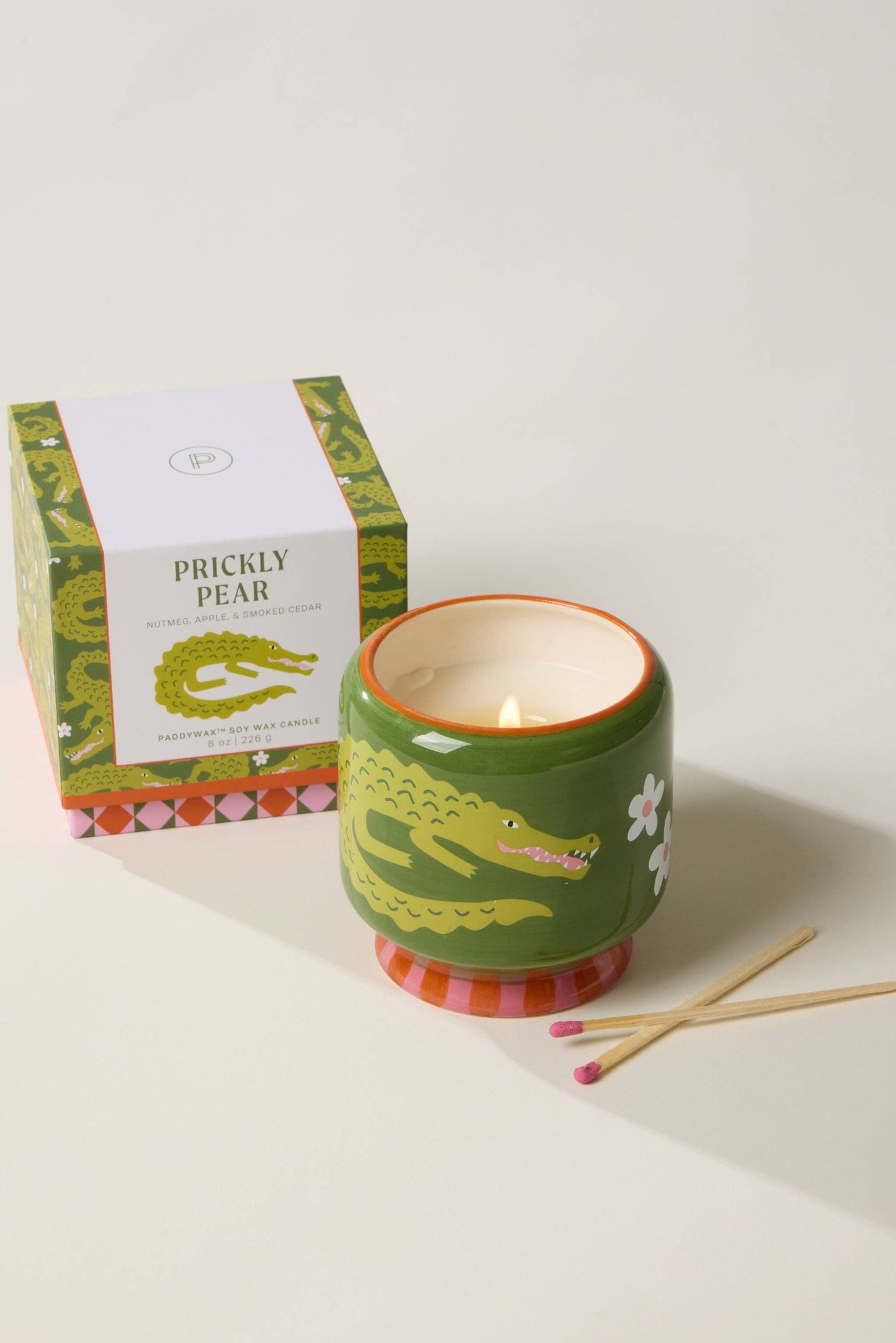 A Dopo Crocodile Ceramic Candle - Prickly Pear