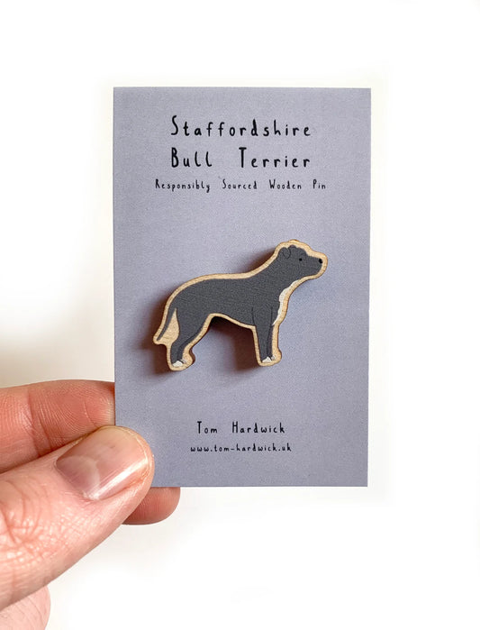 Staffordshire Bull Terrier Wooden Dog Pin