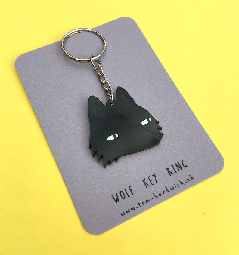 Wolf Acrylic Keyring by Tom Hardwick