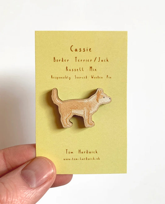 Cassie (Border Terrier / Jack Russell Mix) Wooden Dog Pin