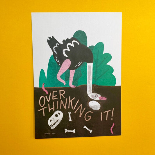 Overthinking It Ostrich - Art Print