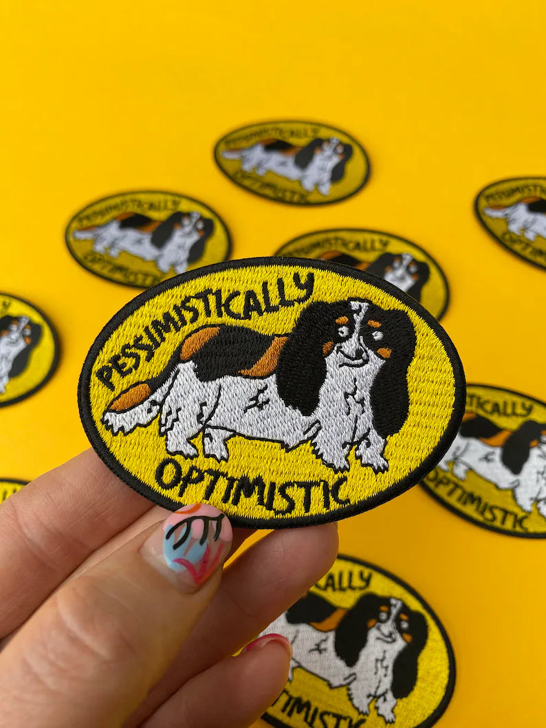 Pessimistically Optimistic Dog Embroidered Patch by Fernandes Makes