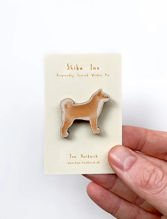 Shiba Inu Wooden Dog Pin