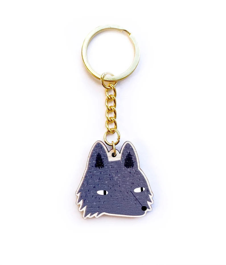 Wolf Wooden Key Ring