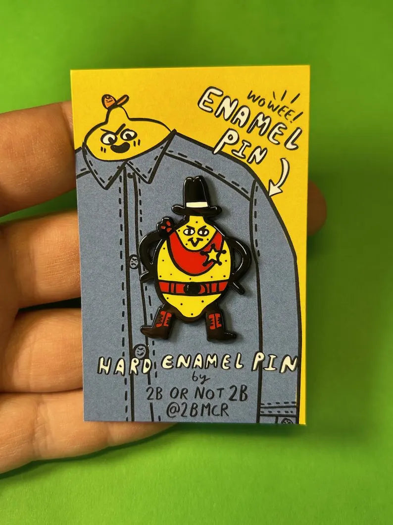 Rooting Tooting Cowboy Lemon Enamel Pin by 2Bmcr