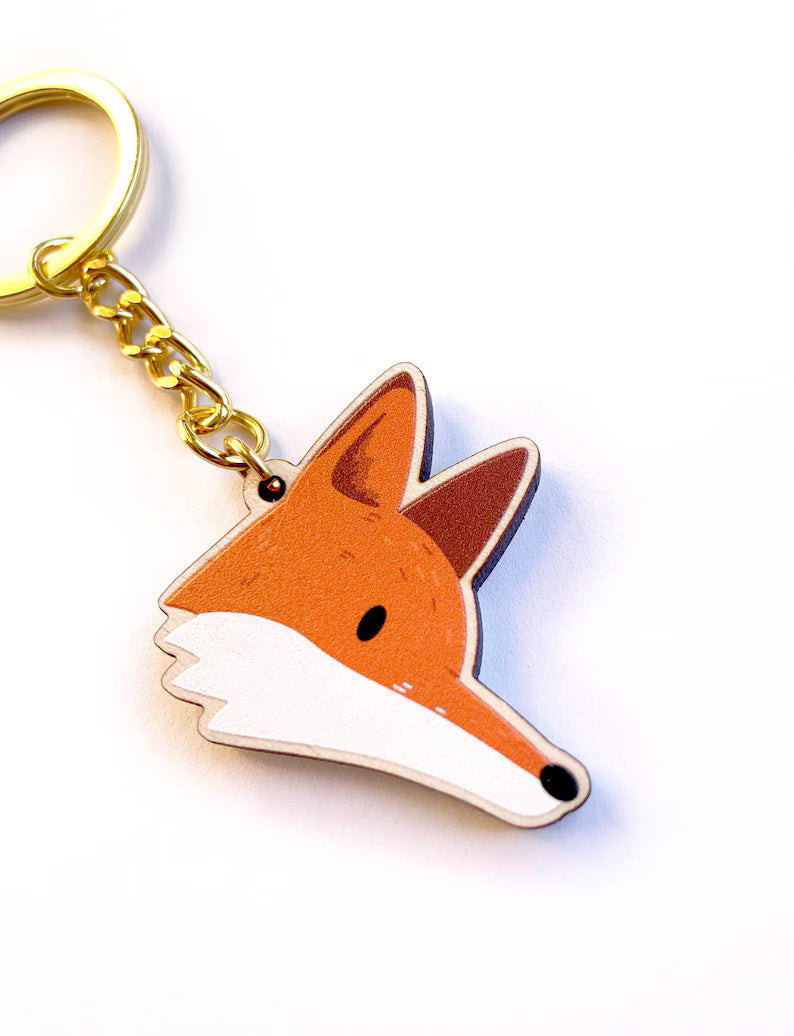 Fox Wooden Key Ring