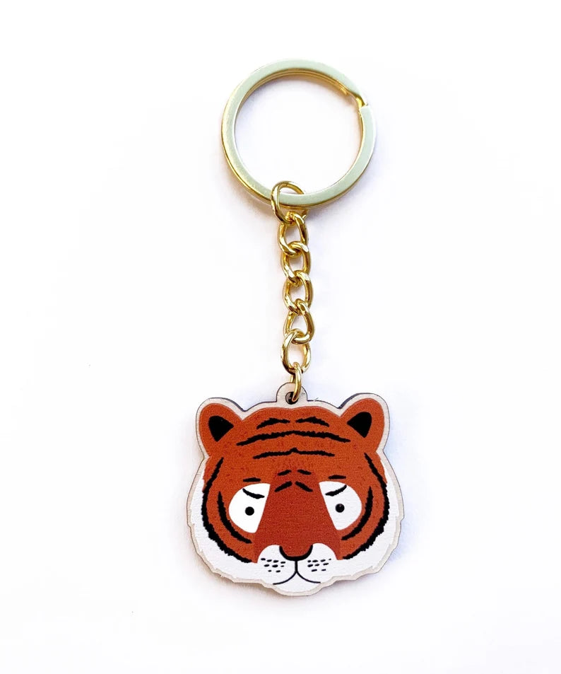 Tiger Wooden Key Ring