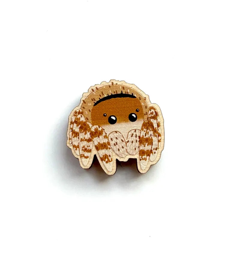 Jumping Spider Wooden Pin