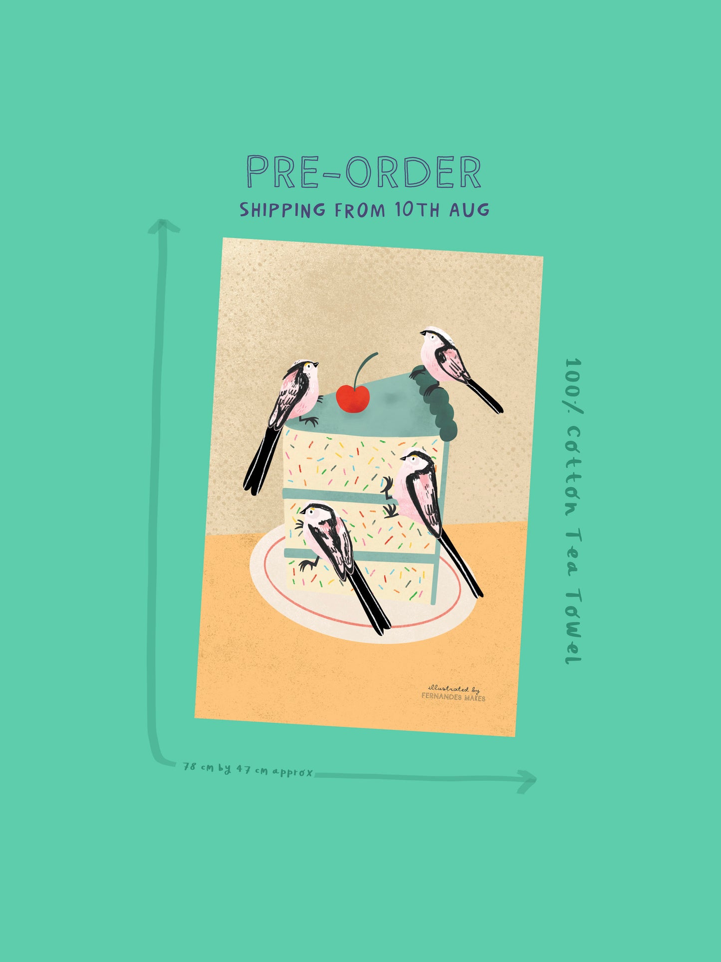 Long Tailed Tits Towel by Fernandes Makes