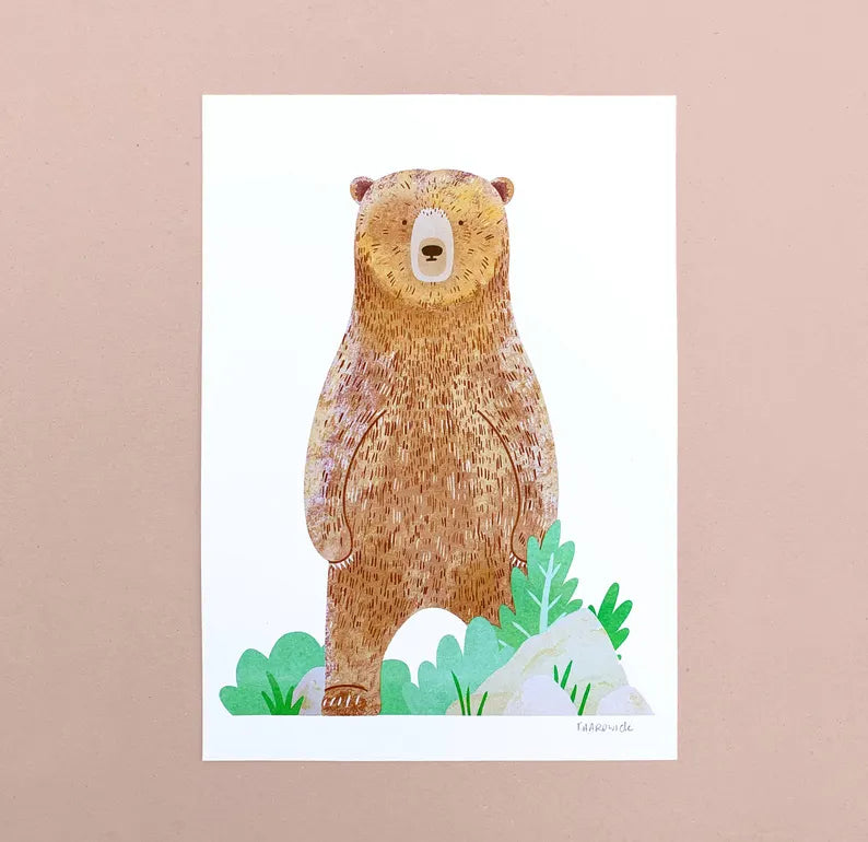 Standing Bear Risograph Print by Tom Hardwick
