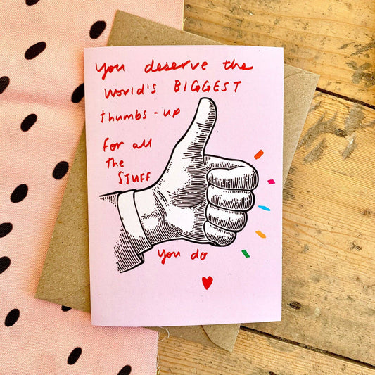 Biggest Thumbs Up thank you card by Nicola Rowlands
