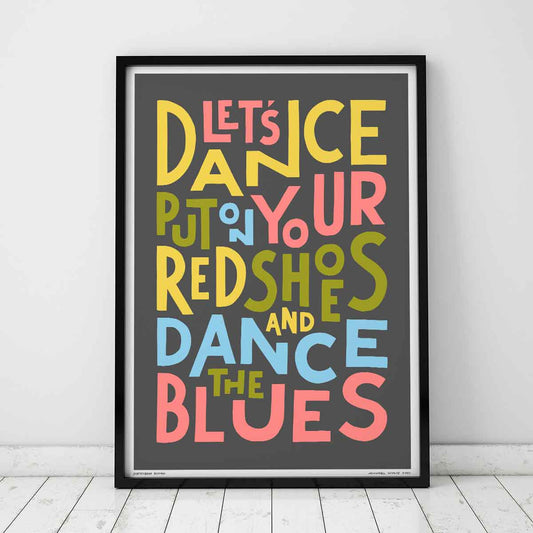 Let's Dance Colourful Song Lyric Typography Print