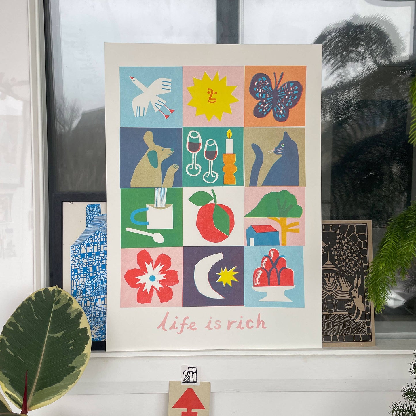 'Life Is Rich' Colourful Risograph Art Print