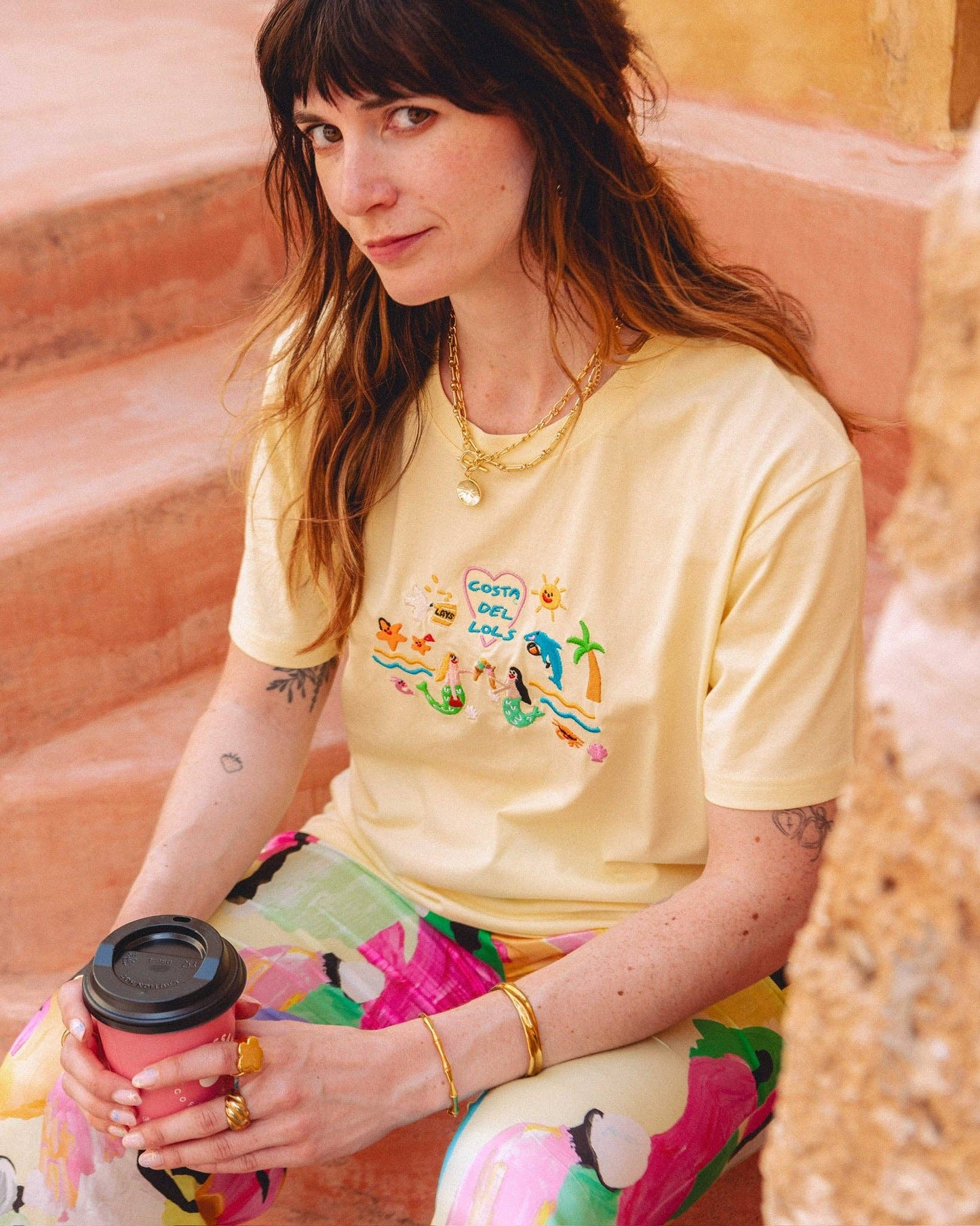 Costa Del Lols Embroidered Organic T-Shirt