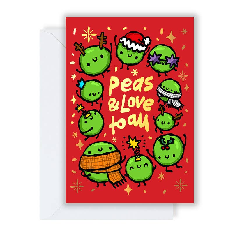 Peas And Love To All Christmas Card