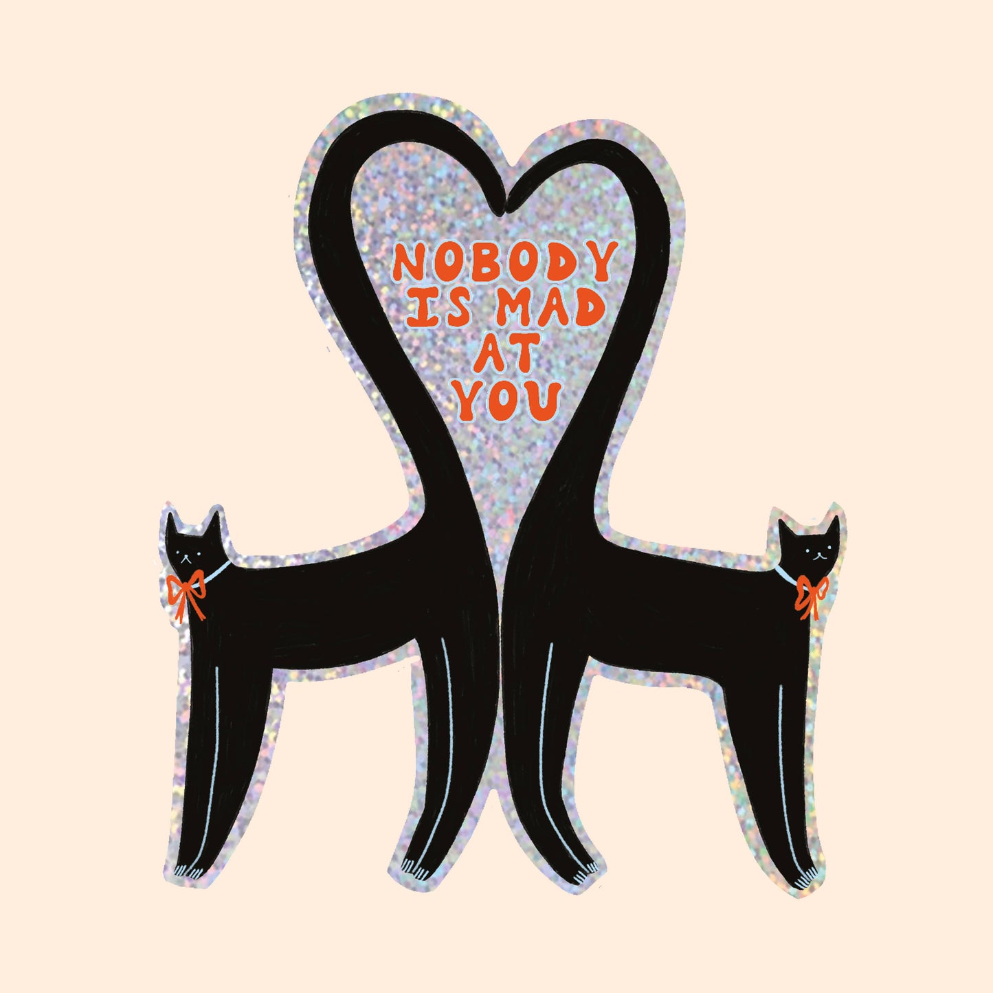 Nobody Is Mad At You Glitter Black Cat Vinyl Sticker