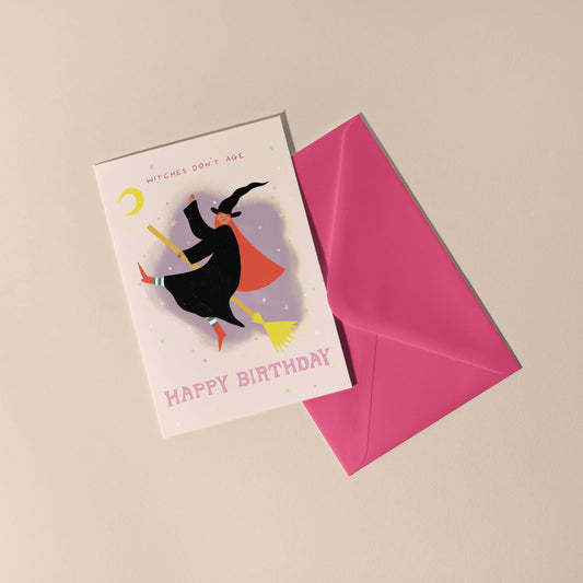 Witches Don't Age Birthday Card | Folky Card | Women's Card