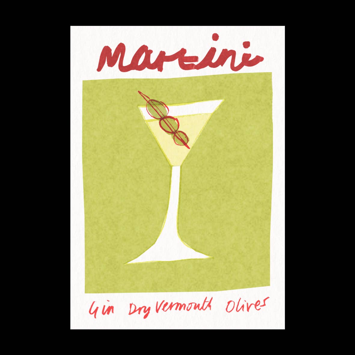 Martini Risograph A3 Print