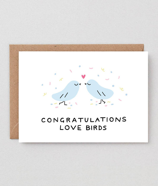 Congrats Love Birds Greetings Card