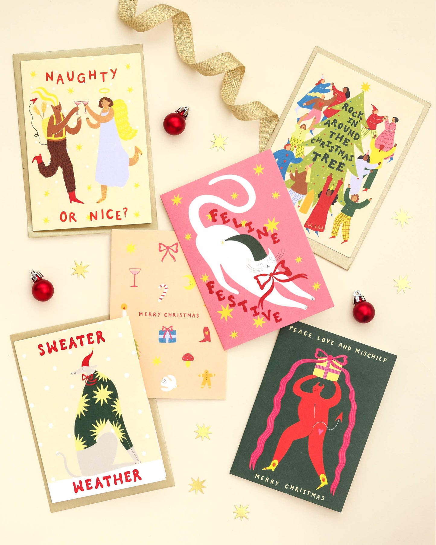 Naughty or Nice Christmas Card | Krampus Card | Folky Card