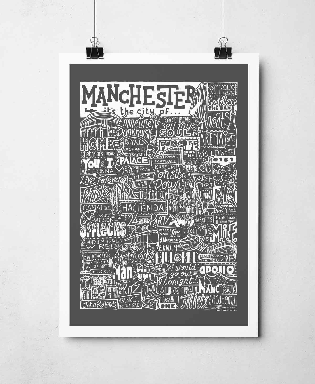 Manchester Landmarks It's The City Of Art Print