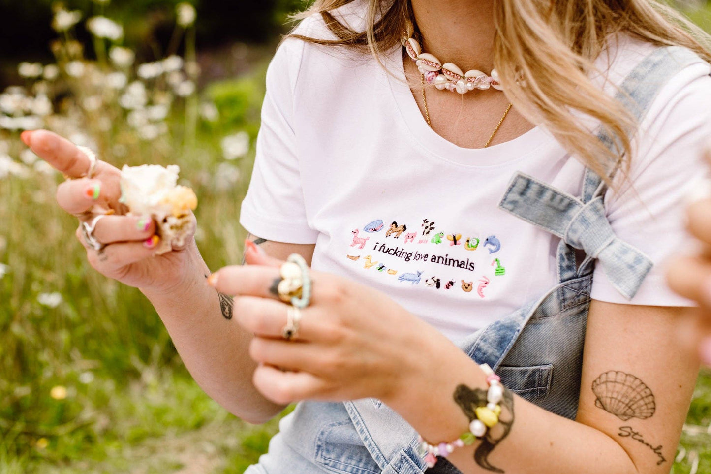 I Fucking Love Animals Embroidered Crop Top