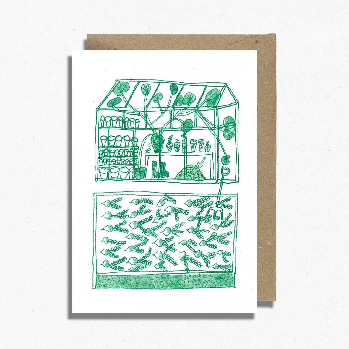 Greenhouse Card | Risograph Printed | Gardening Cards