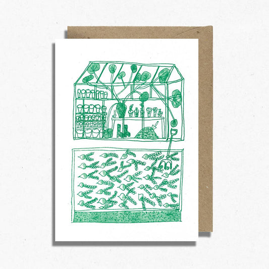 Greenhouse Card | Risograph Printed | Gardening Cards