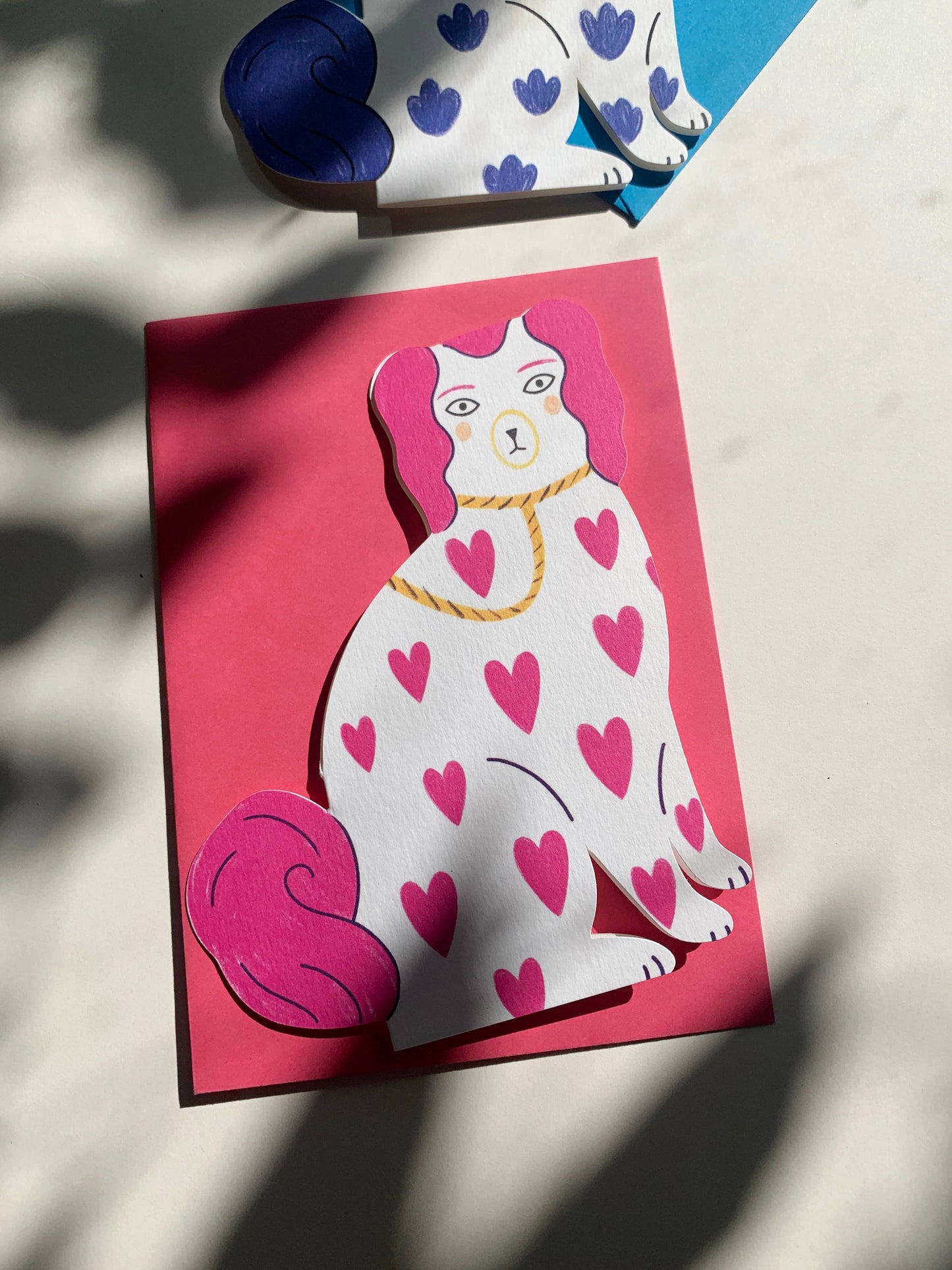 Sitting Pottery Dog Card - Loveheart by Kitty Kenda