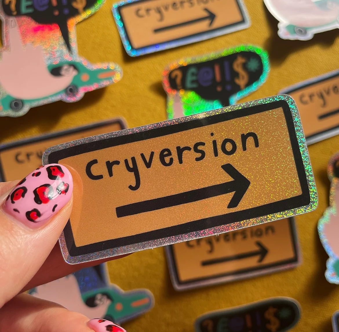 Cryversion GLITTER STICKER by Ellastrated