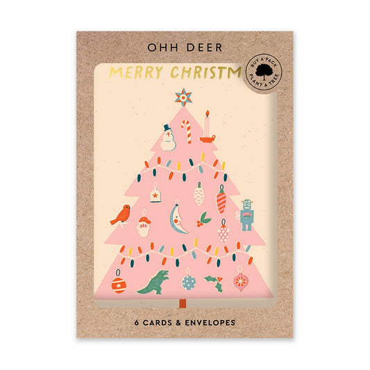 Pink Christmas Tree Charity Card Set