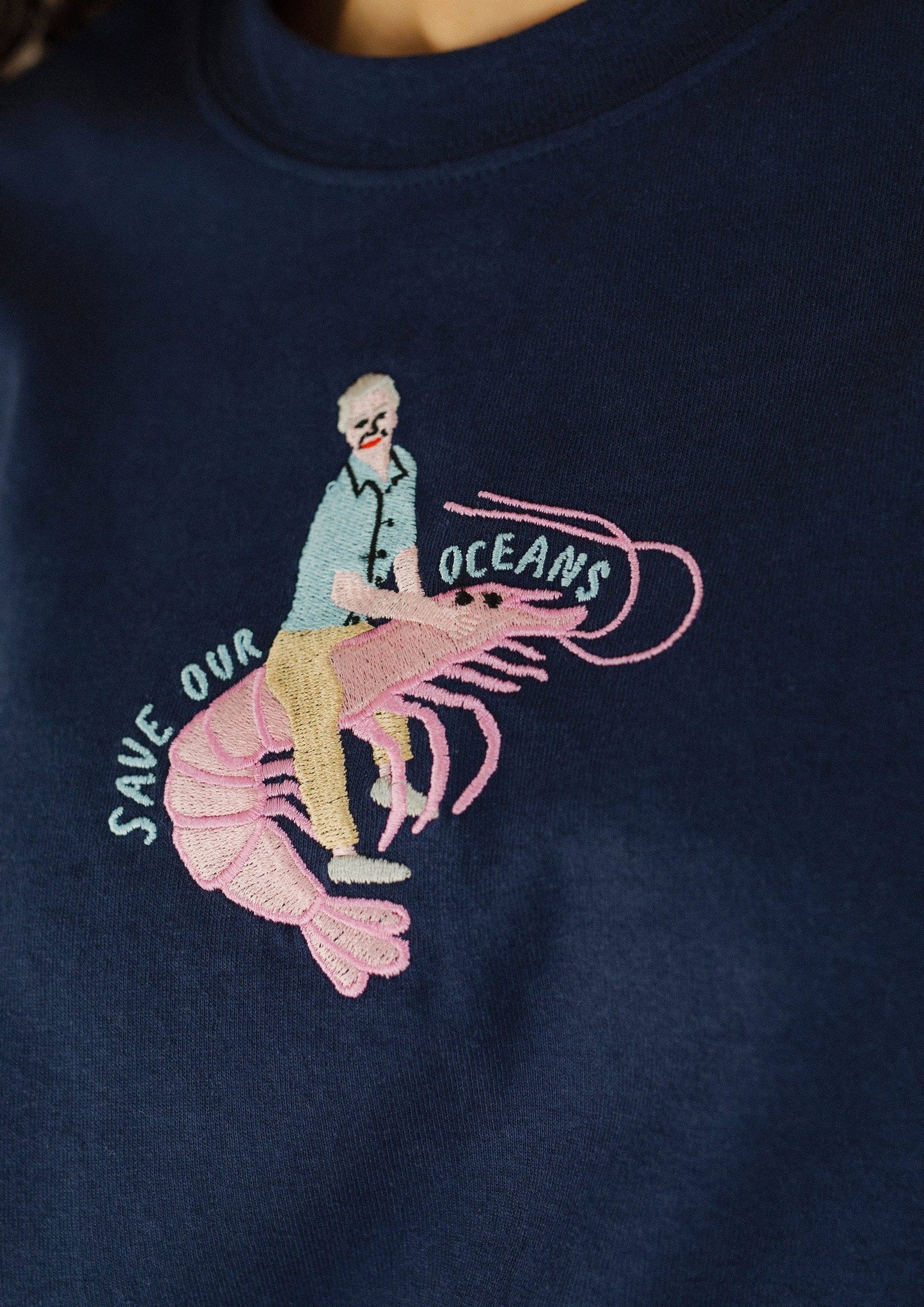 David Attenborough Save Our Oceans Embroidered T-Shirt by Limpet Store