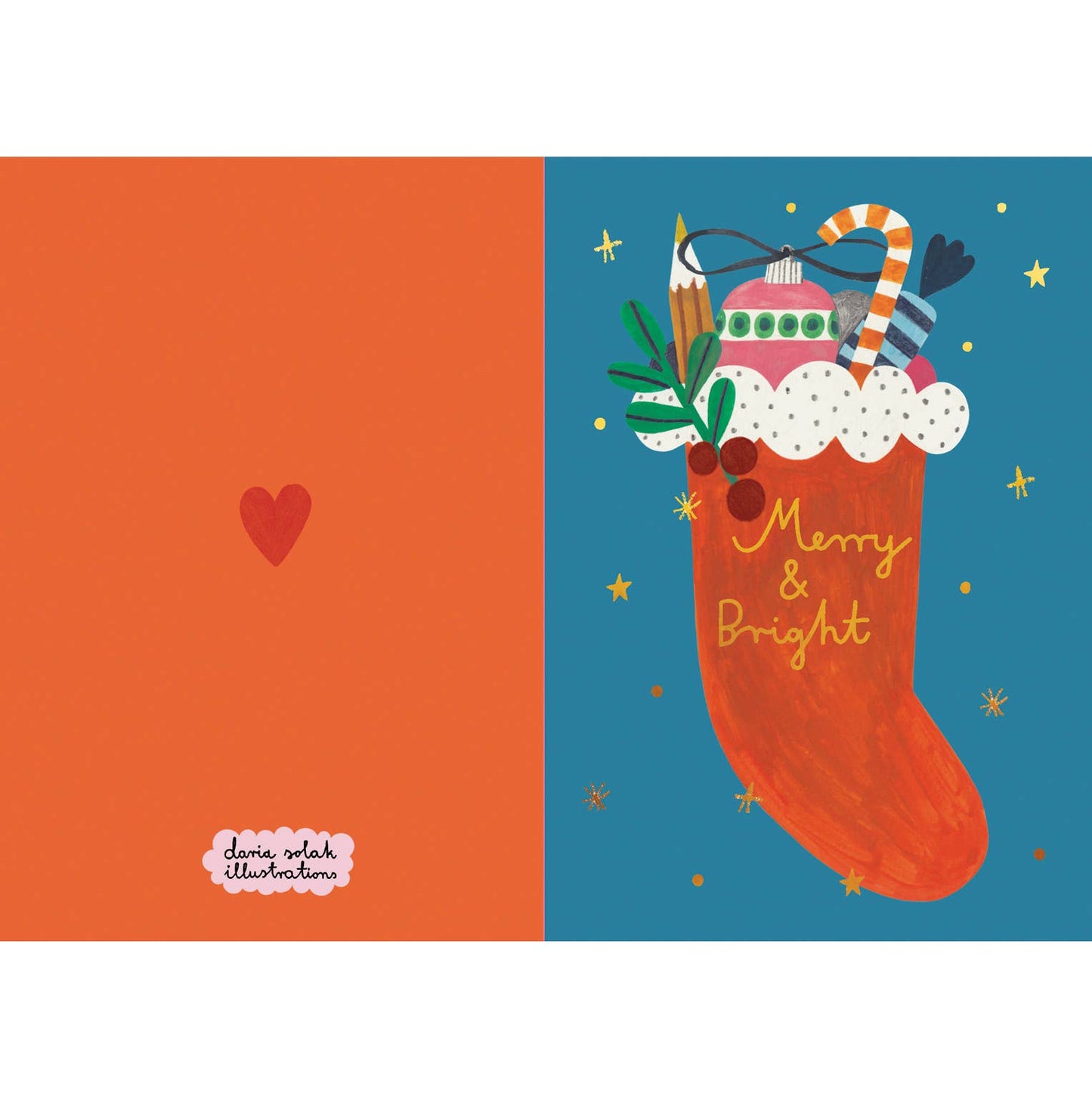 CHRISTMAS STOCKING gold foil card