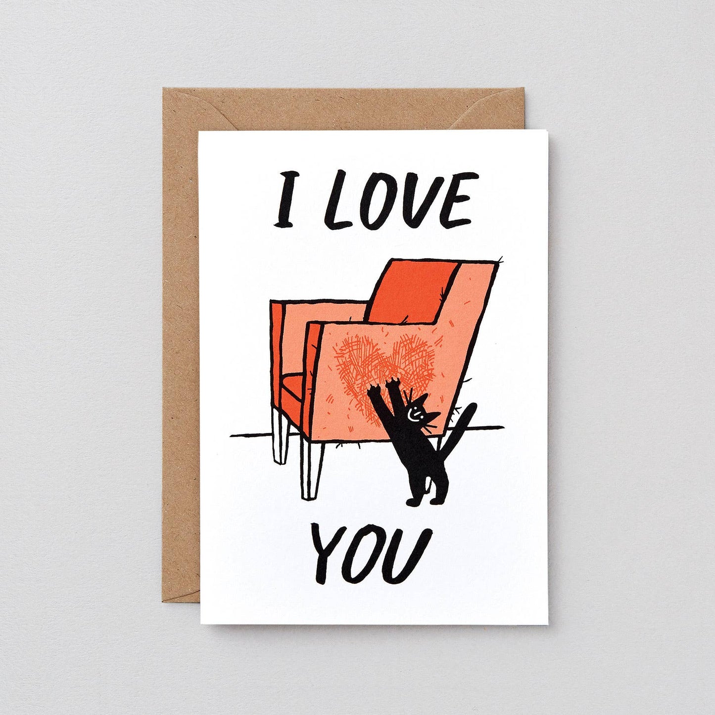 I Love You Cat Scratch Greetings Card