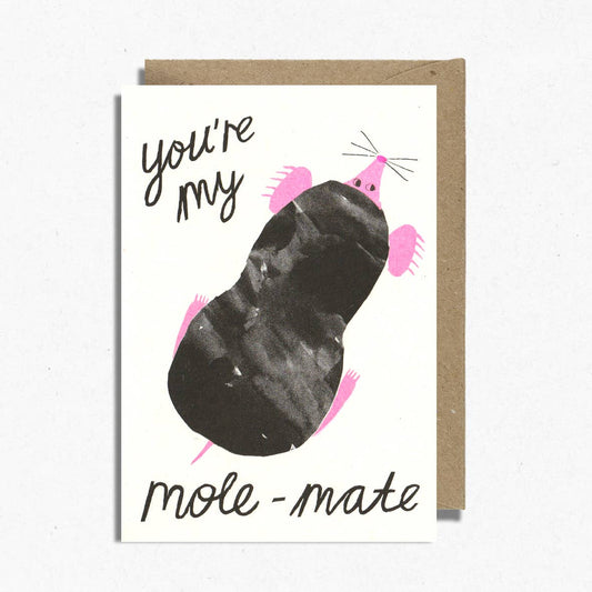 'Mole-Mate' card | Risograph Printed | Punny Love Card