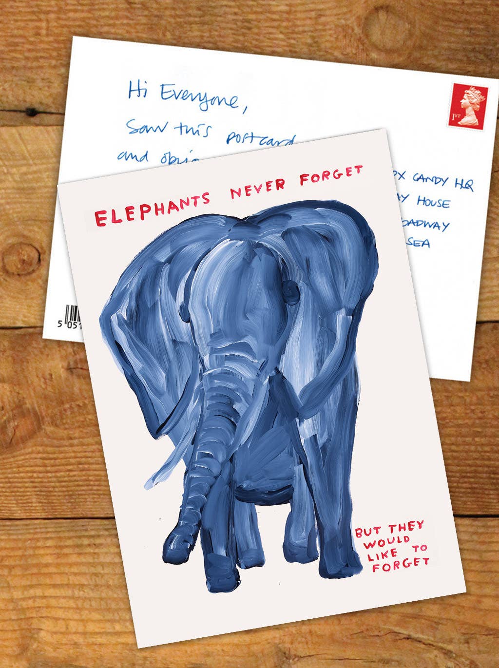 Elephants Never Forget - David Shrigley Postcard