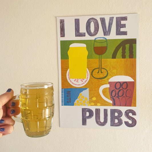 I LOVE PUBS A3 Risograph Print