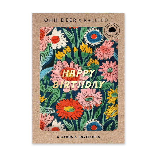 Painted Floral Happy Birthday Card Set (10697)